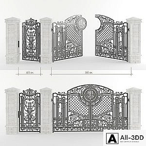 Forged gate with a gate and pillars