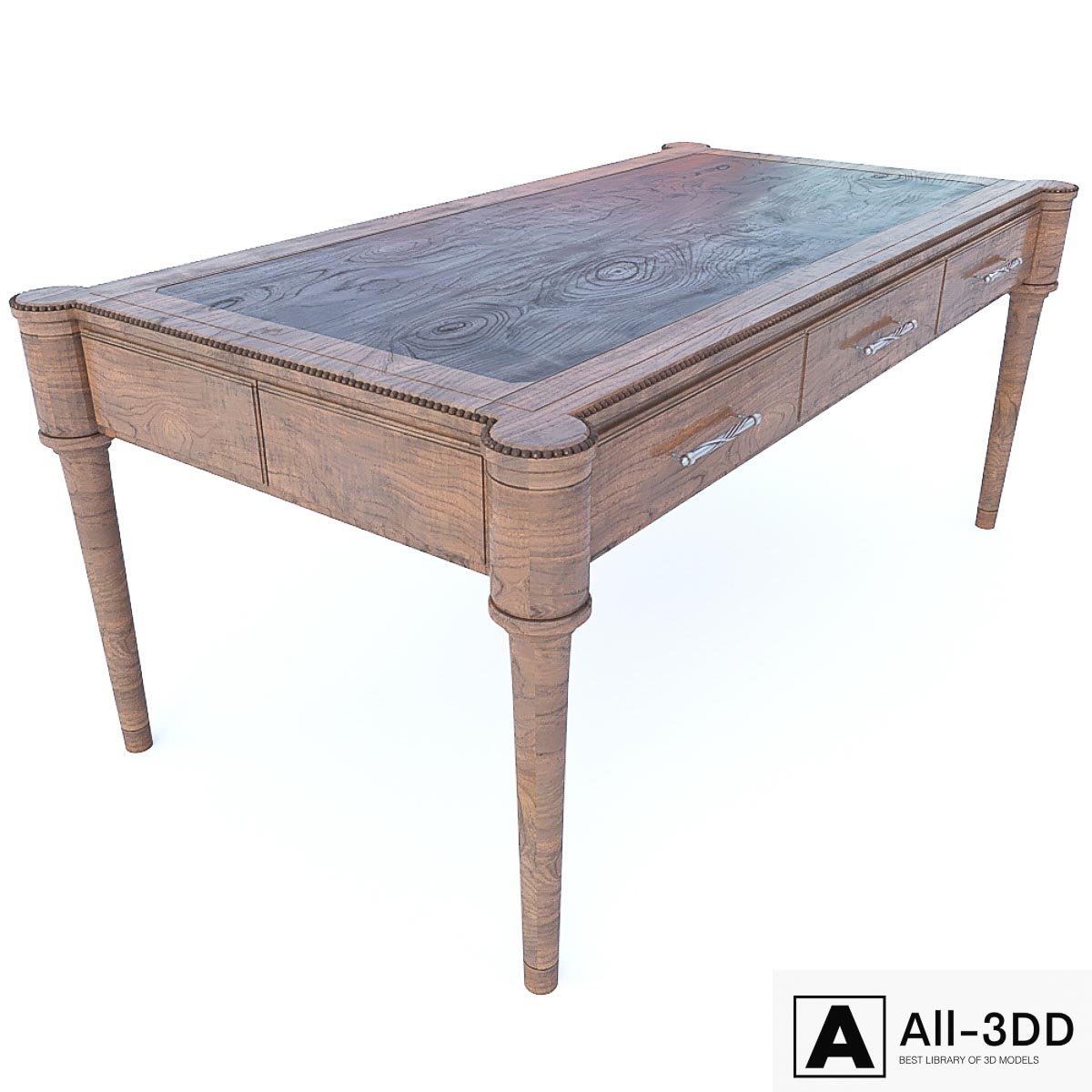 Old wooden table modern interior 3D model Old wooden table