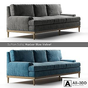 Sutton Sofa, Harbor Blue Velvet