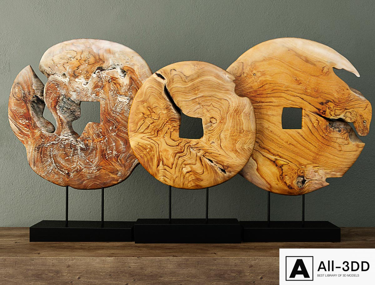 Teak Wood Table Top Decoration modern interior 3D model Teak Wood Table Top Decoration