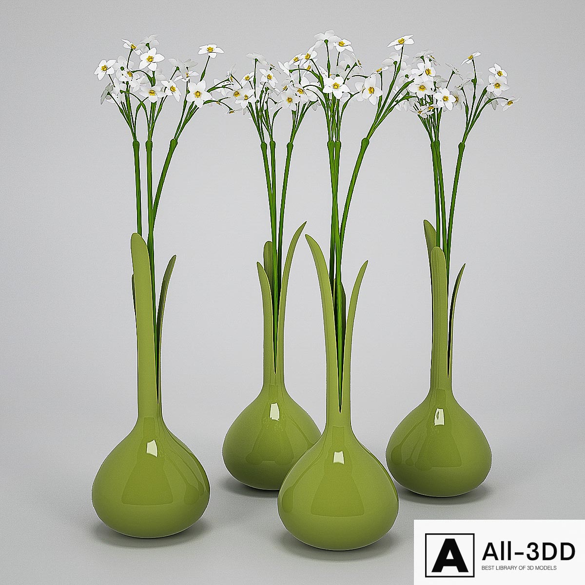 Flowers modern interior 3D model Flowers