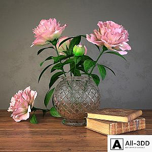 flowers and books