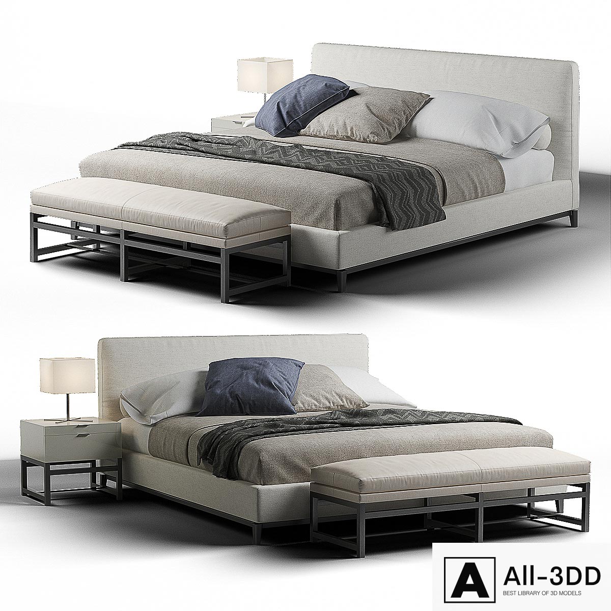 Minotti Andersen Quilt modern interior 3D model Minotti Andersen Quilt