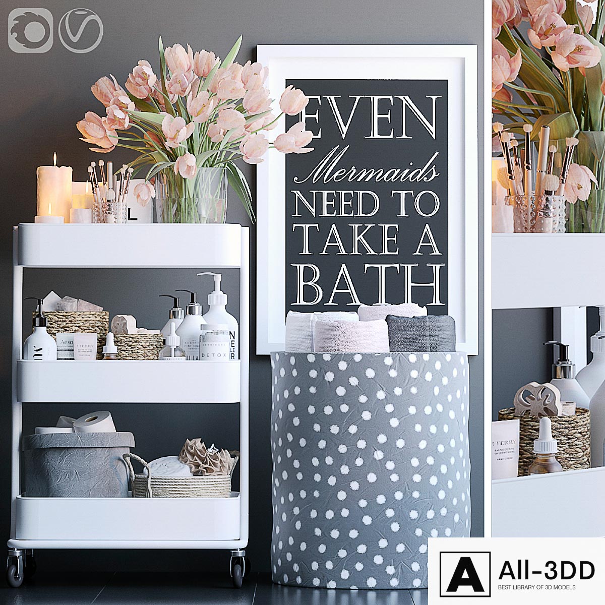 Rack in the bathroom 9 modern interior 3D model Rack in the bathroom 9