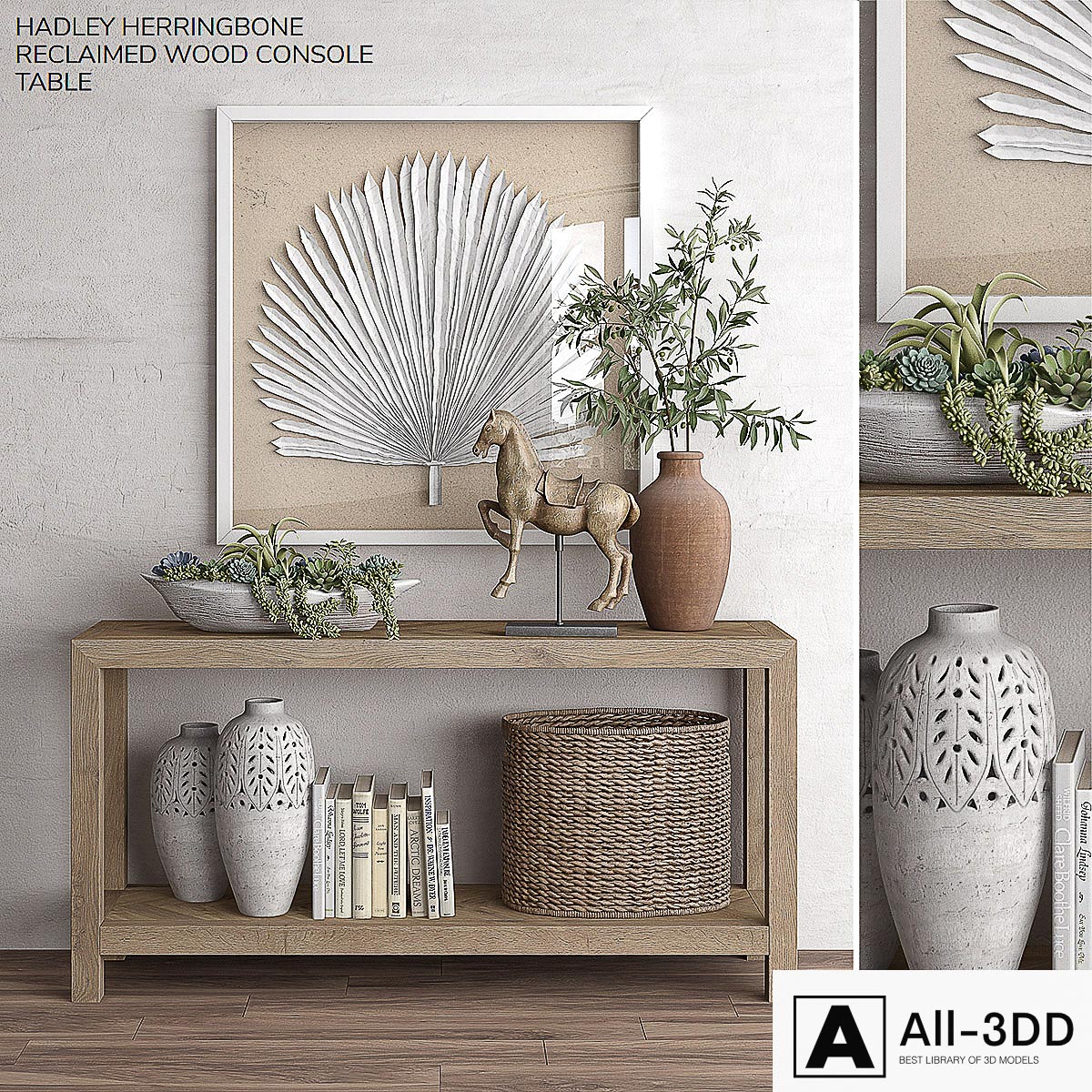 Pottery barn HADLEY HERRINGBONE RECLAIMED WOOD CONSOLE TABLE modern interior 3D model Pottery barn HADLEY HERRINGBONE RECLAIMED WOOD CONSOLE TABLE