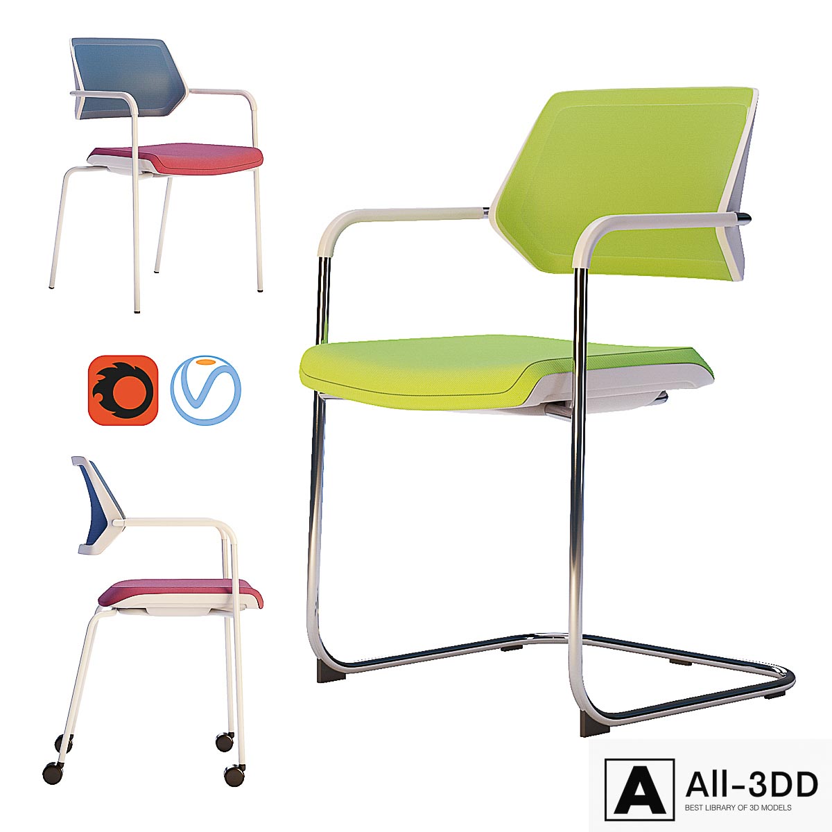 Steelcase - Office Chair Qivi Set1 modern interior 3D model Steelcase - Office Chair Qivi Set1