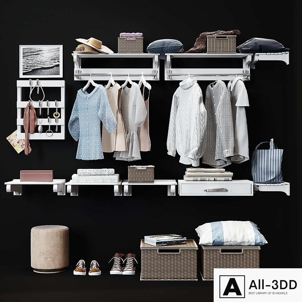 Hallway Pottery Barn Declan Closet Accessories modern interior 3D model Hallway Pottery Barn Declan Closet Accessories