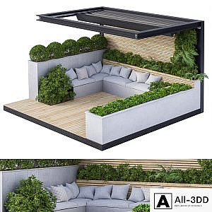 Roof Garden and Landscape Furniture with Pergola 02