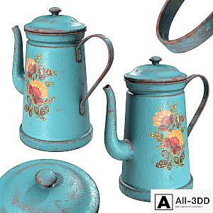 Retro coffee pot with grunge texture