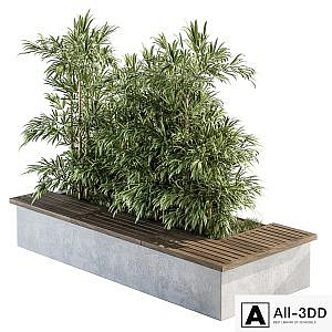 Urban Furniture / Architecture Bench with Plants- Set 11