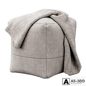Cotton Canvas Square Pouf by Westelm