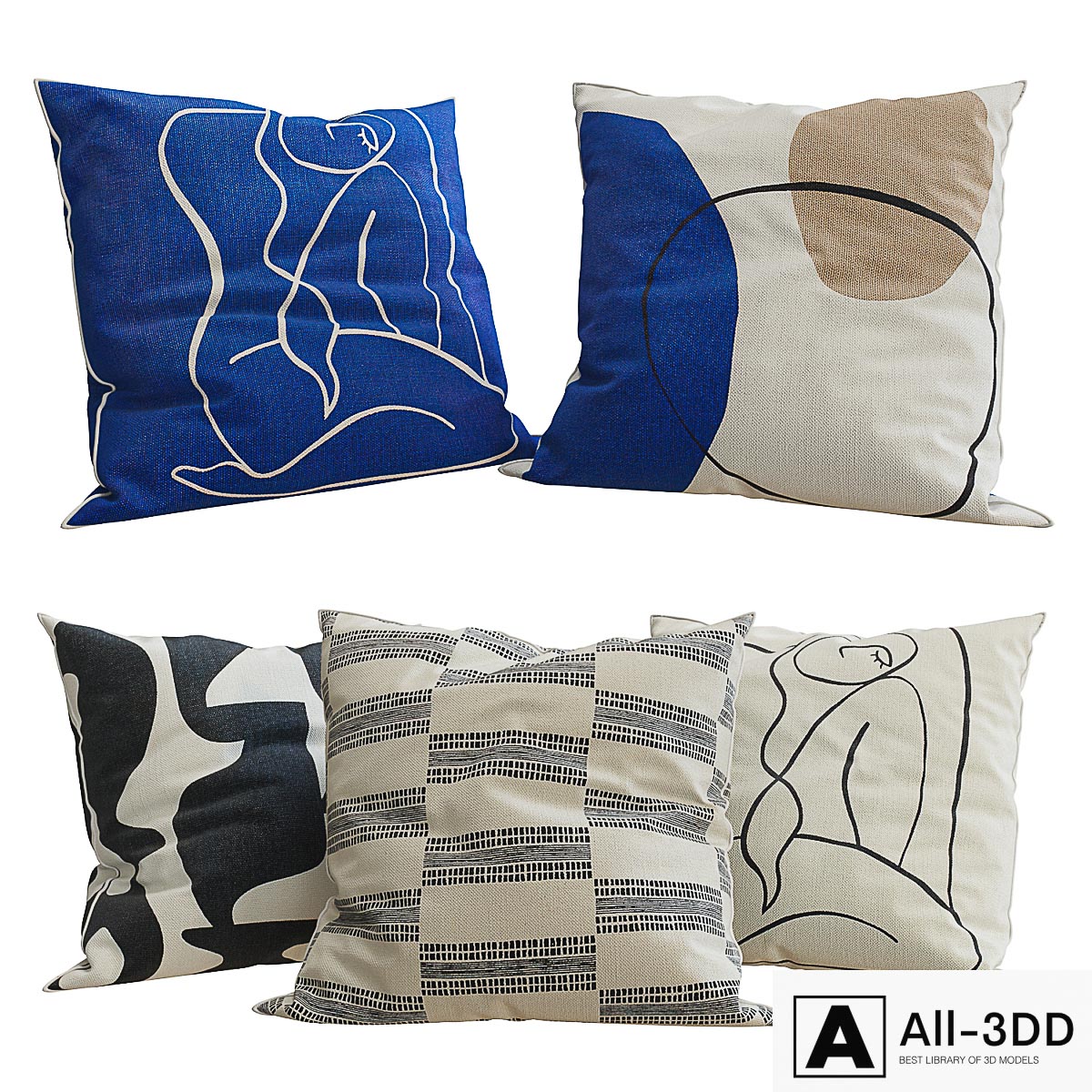 H&M Home - Decorative Pillows set 32 modern interior 3D model H&M Home - Decorative Pillows set 32