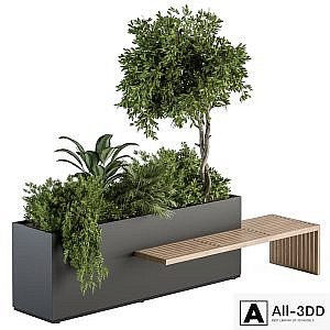 Urban Furniture / Plant Box with Bench - Set 28