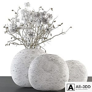 Bouquet - white Flower in Circular lunar vase 88