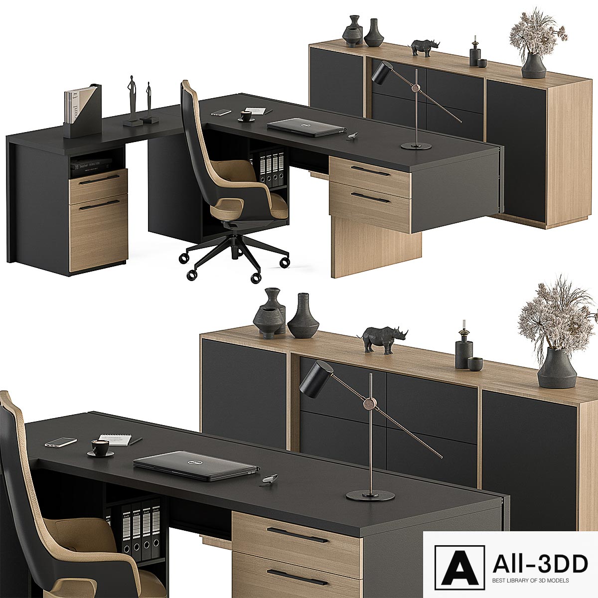 Manager Desk Set - Office Furniture 364 modern interior 3D model Manager Desk Set - Office Furniture 364