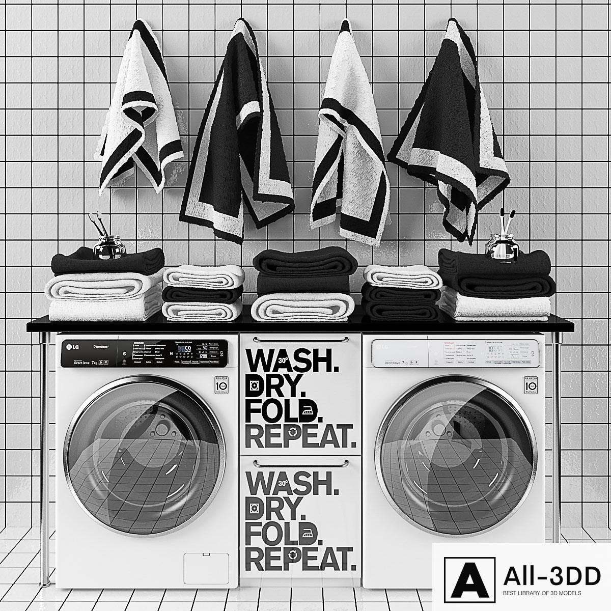 Set room laundry room modern interior 3D model Set room laundry room