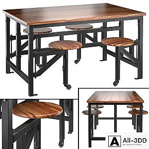 Space table with bar stools