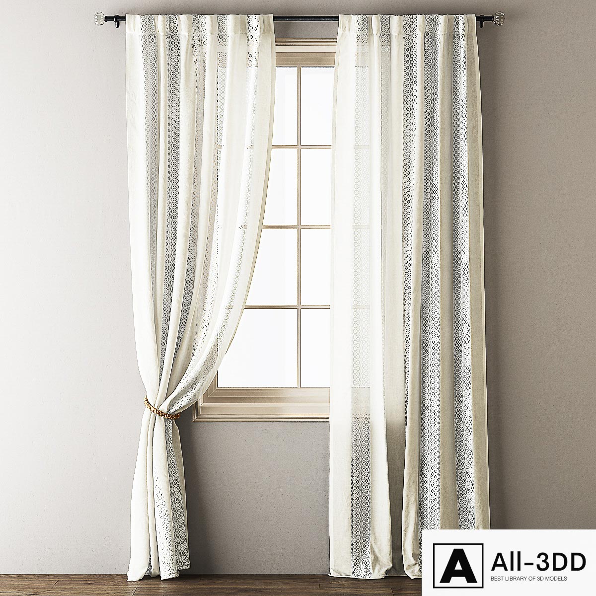 Anthropologie Lace Curtains modern interior 3D model Anthropologie Lace Curtains