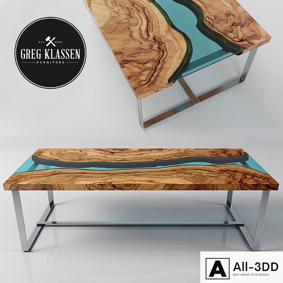 RIVER_Olive Wood Table modern interior 3D model RIVER_Olive Wood Table