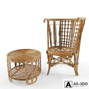Cane Chair and table