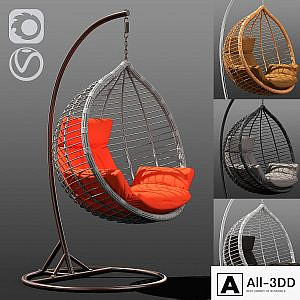 Suspended wicker chair rocking Acapulco in 4 colors