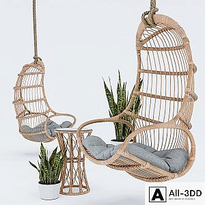 Blucher, hanging chair, plant & table