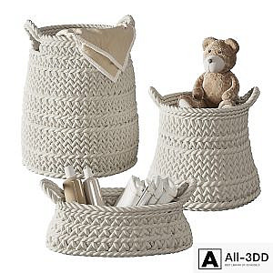 Pottery Barn Ivory Chunky Knit Nursery Storage