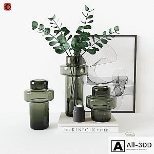 Decorative set with Glass Vase