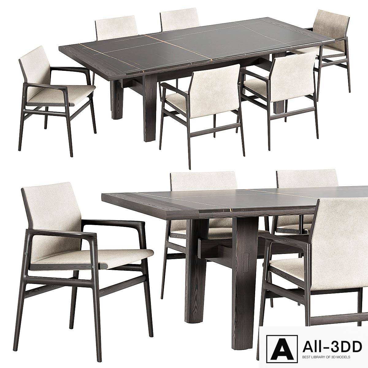 Poliform HOME HOTEL rectangular tables modern interior 3D model Poliform HOME HOTEL rectangular tables