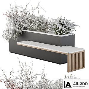 Urban Furniture snowy Bench with Plants- Set 30