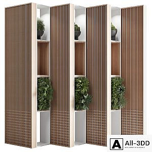 Wooden Partition With Plant 01