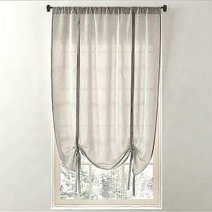 RH / SHEER LINEN-COTTON TIE-UP SHADE