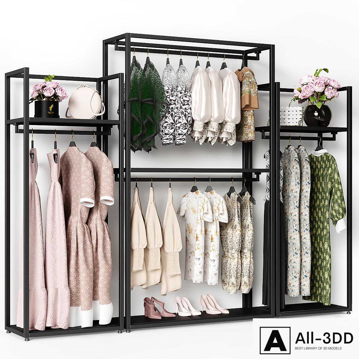clothesstore hanger 4 modern interior 3D model clothesstore hanger 4
