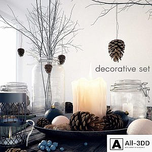 Decorative set with jars and candles