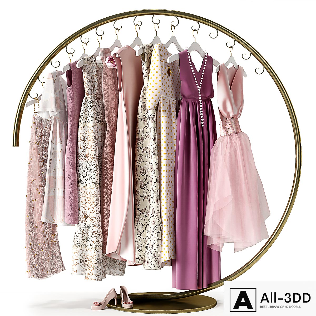 clothesstore hanger 16 modern interior 3D model clothesstore hanger 16