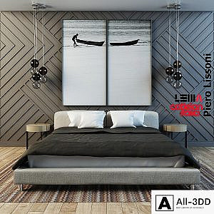 Bed by Piero Lissoni. Bedside table LEMA. Lamp APOLLO by Cattelan Italia