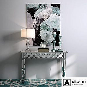 Mirror console with lamp