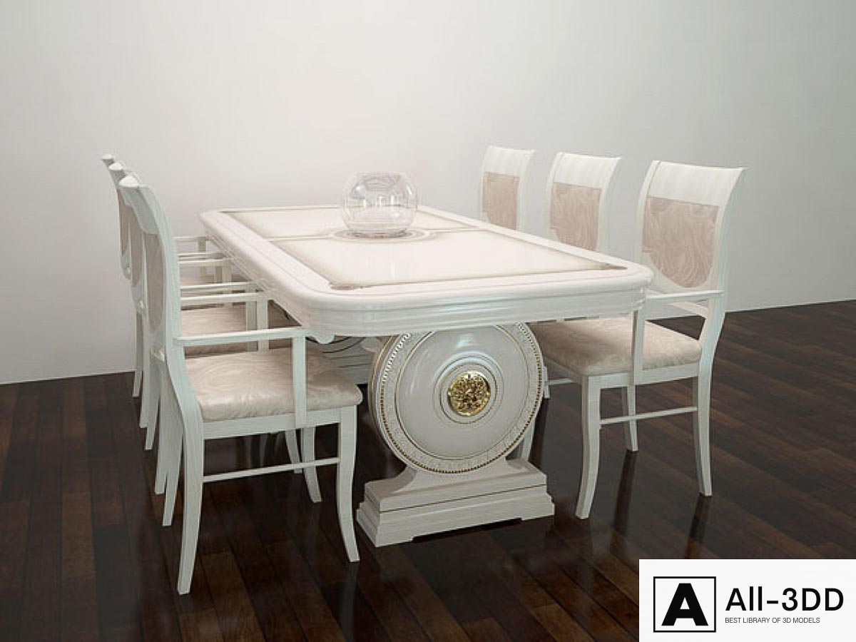 Table Epoque + chairs modern interior 3D model Table Epoque + chairs
