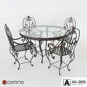 wrought-iron table and chairs