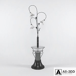 Floor lamp with a glass table