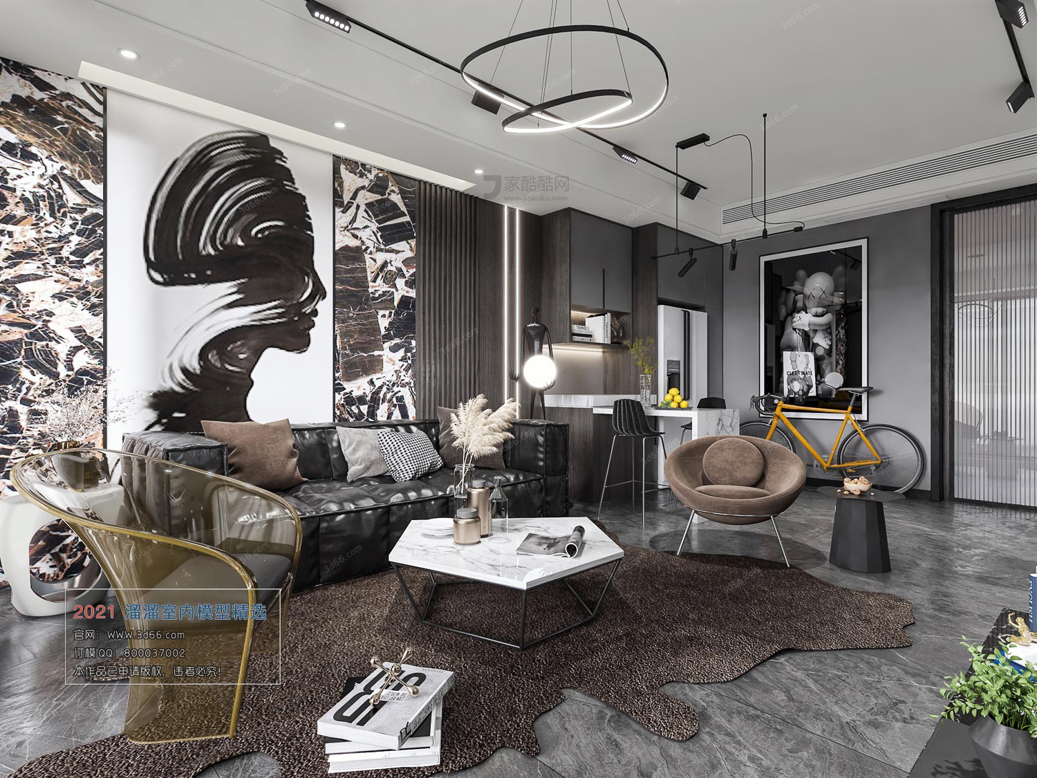 H001-工业风格-Industrial style-Vray model modern interior 3D model H001-工业风格-Industrial style-Vray model
