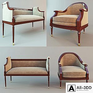 Classic armchair and stool