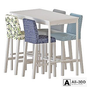 IKEA TOMMARYD Table And BERGMUND Bar stools