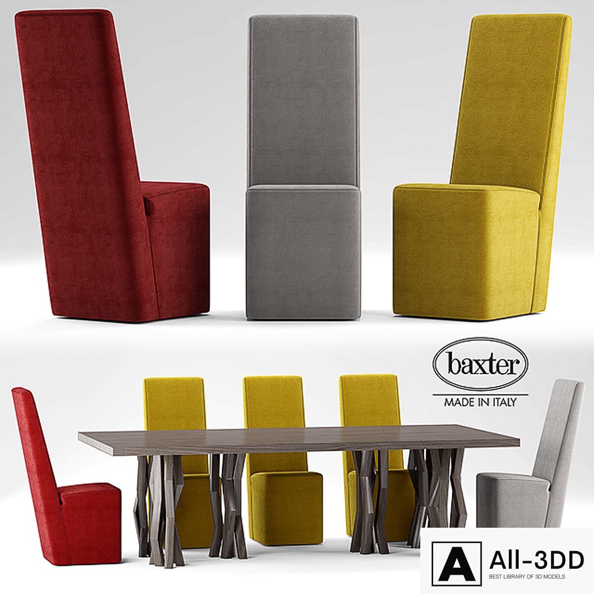 Table and chairs Baxter GRAZ modern interior 3D model Table and chairs Baxter GRAZ