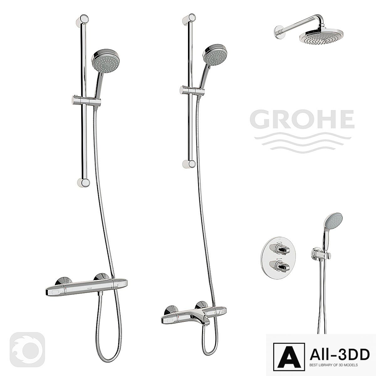 Grohe Grohtherm 1000 Thermostat Set modern interior 3D model Grohe Grohtherm 1000 Thermostat Set