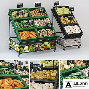 Racks with vegetables
