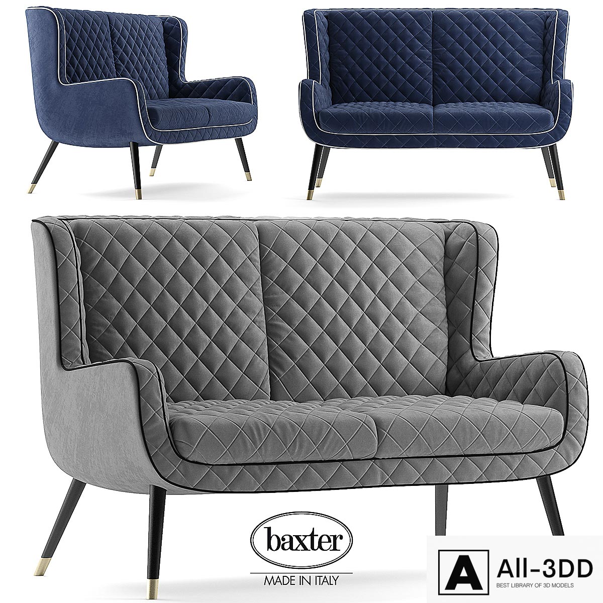 Sofa baxter dolly modern interior 3D model Sofa baxter dolly
