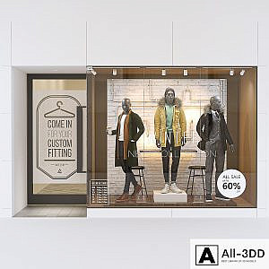 Shop front with male mannequin