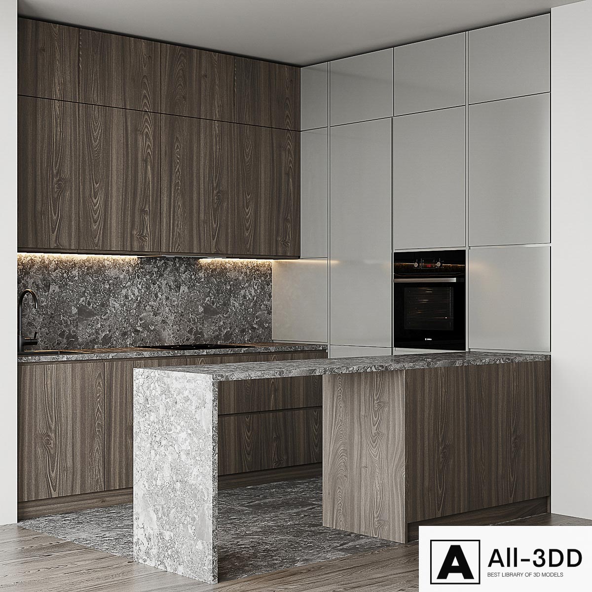 Kitchen set 7 modern interior 3D model Kitchen set 7