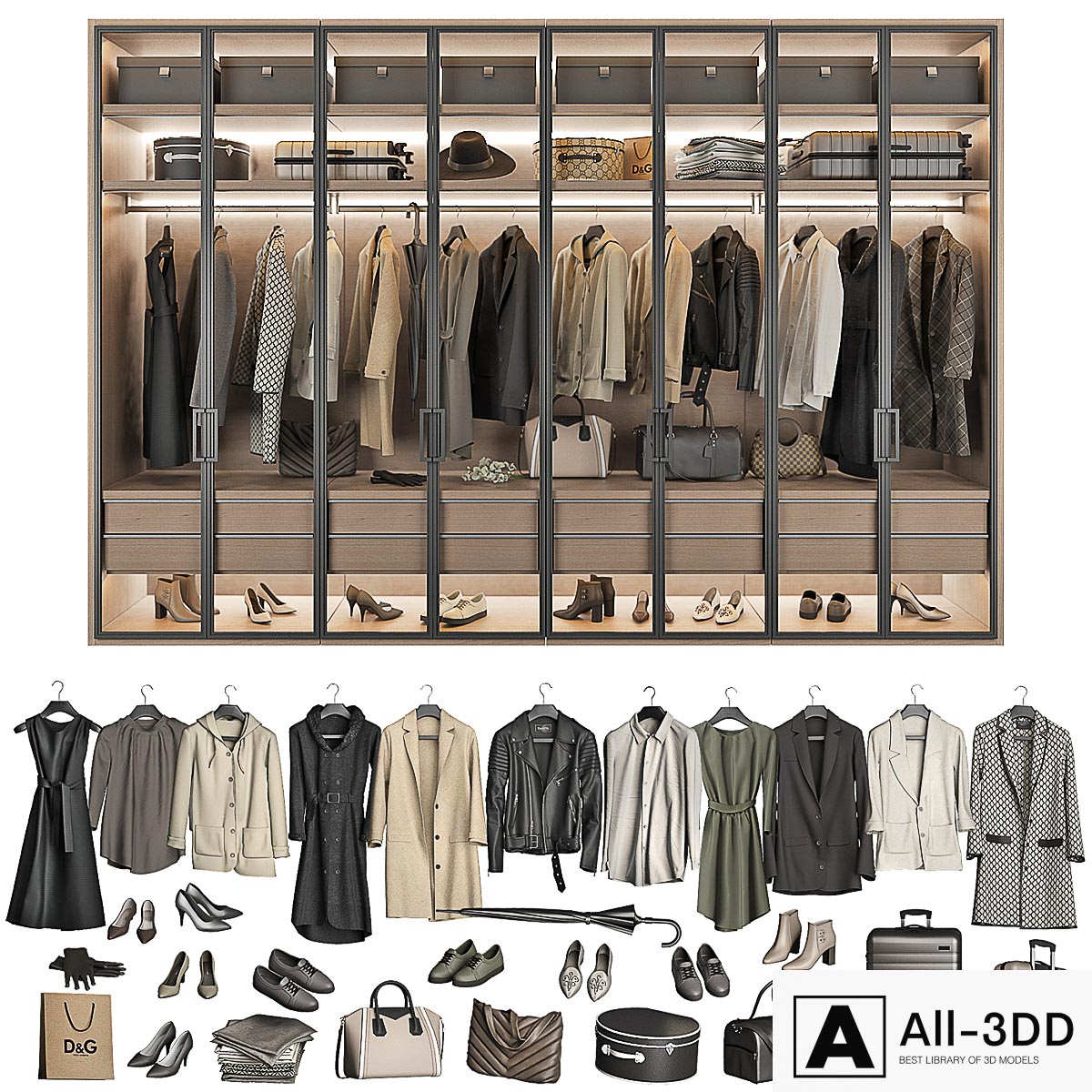 Walk-in Closet 98 part 4 modern interior 3D model Walk-in Closet 98 part 4